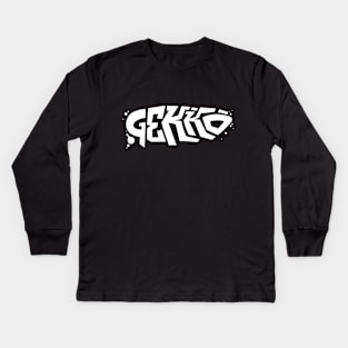 Just Gekko (White) Kids Long Sleeve T-Shirt